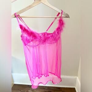 Vintage fembot furry fuzzy nightie lingerie slip barbiecore Barbie intimates